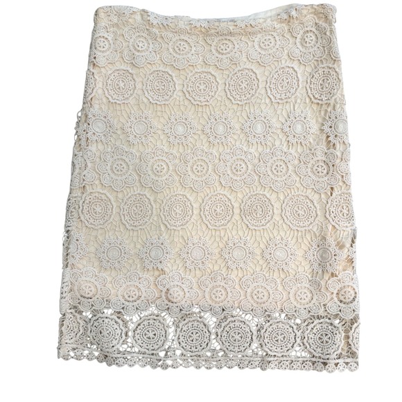 Solitaire by Ravi Khosla Dresses & Skirts - Solitaire Ravi Khosla Ivory Cotton Crochet Floral Lace  M Boho Cottage Feminine